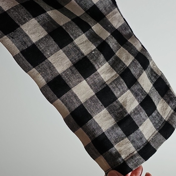 TOOFAN‎ Linen Women's Black and White Checkered Jacket. 2 Pockets Size Meduim. - Picture 3 of 9